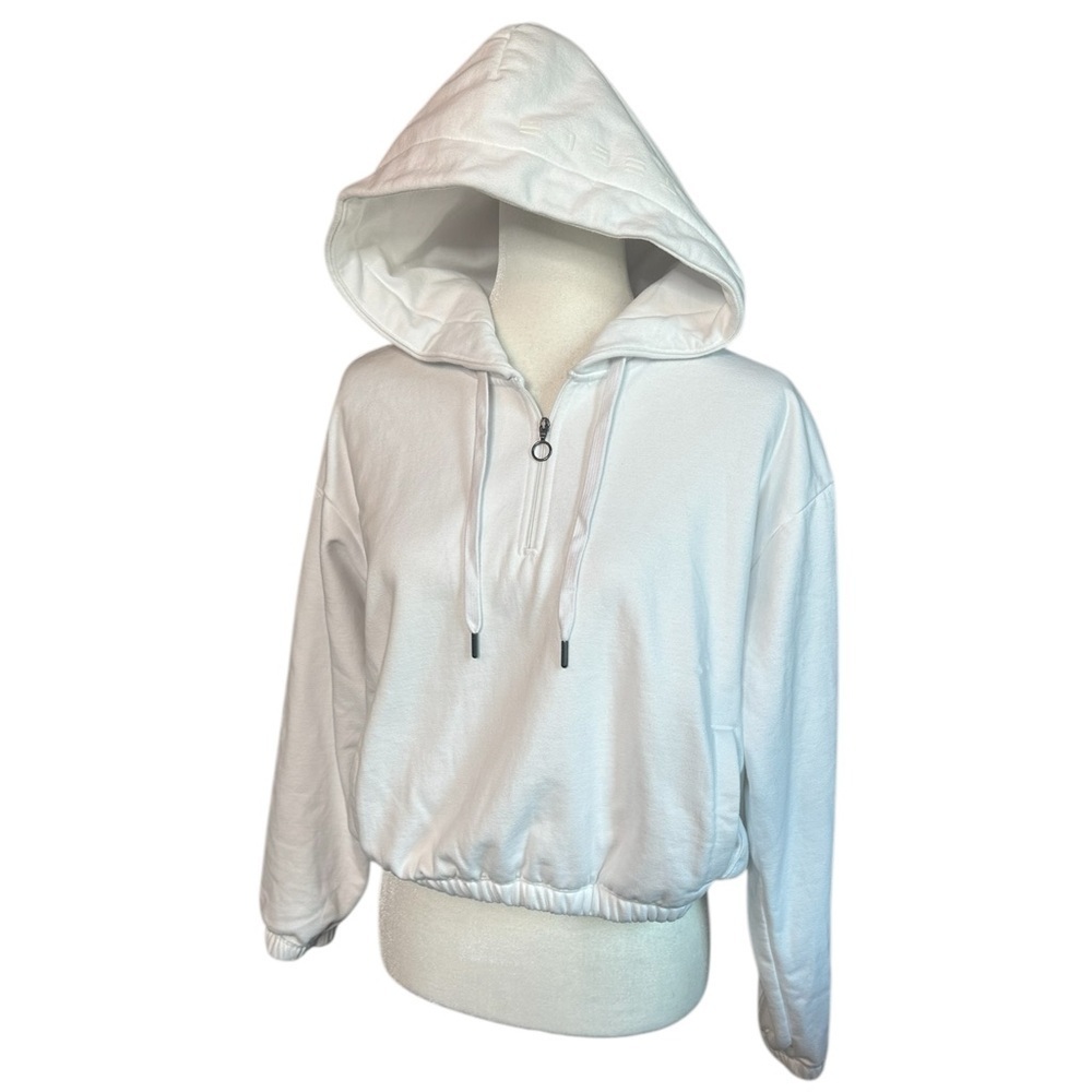 Tesla White Hooded Cropped Sweatshirt